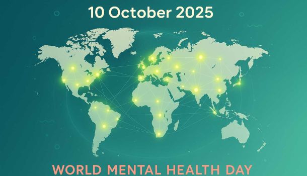 World map showing global recognition of World Mental Health Day on 10 October 2025.