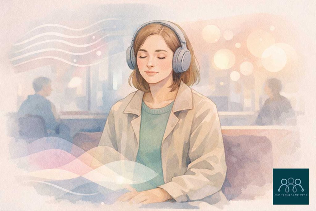 Illustration representing sensory sensitivity and autism acceptance in adults.