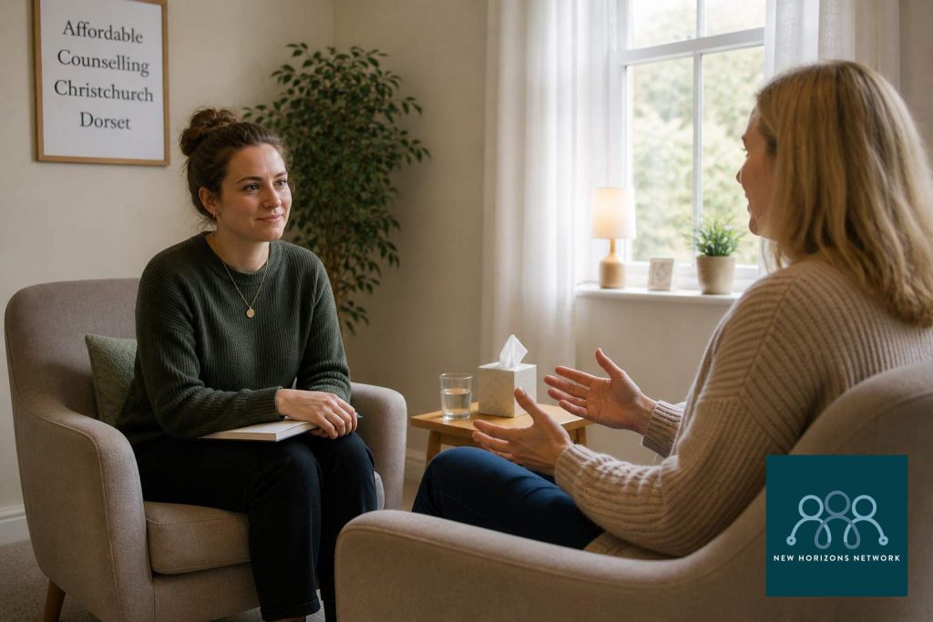 Trainee counsellor supporting client in a low cost counselling session in Christchurch