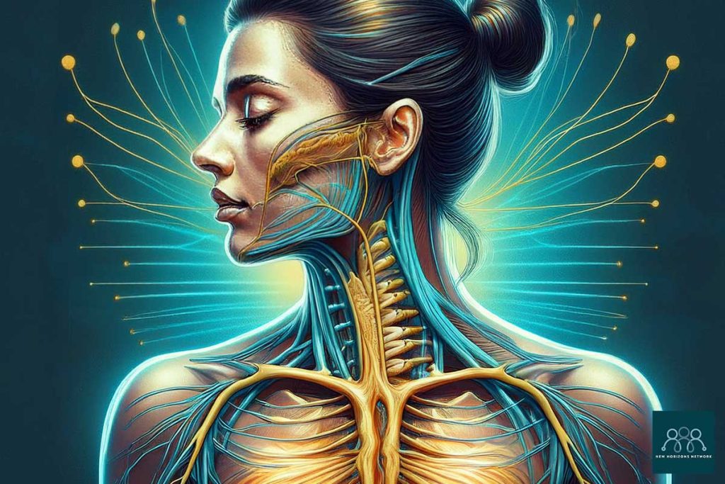 Illustration showing the pathway of the vagus nerve through the body